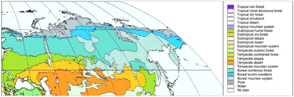 Climatic Zones of Russia; source http://www.fao.org/DOCREP/004/Y1997E/y1997e1t.jpg