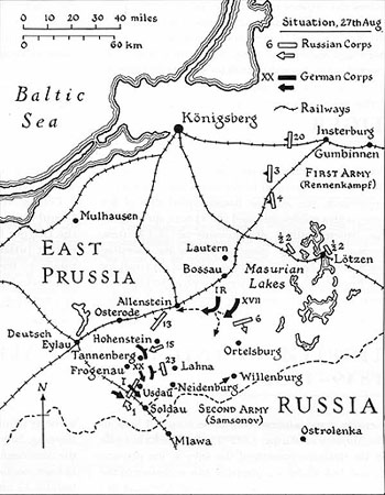 Map of the battle of Tannenberg