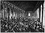 Interior of the Galerie des Glaces during the Signing of the Peace Terms, Versailles, France, 28 June 1919.  Photographed by Lieutenant M. S. Lentz, War and Conflict Number 724, National Archives and Records Administration, http://merrimack.nara.gov:80/cgi-bin/starfinder/6624/images.txt